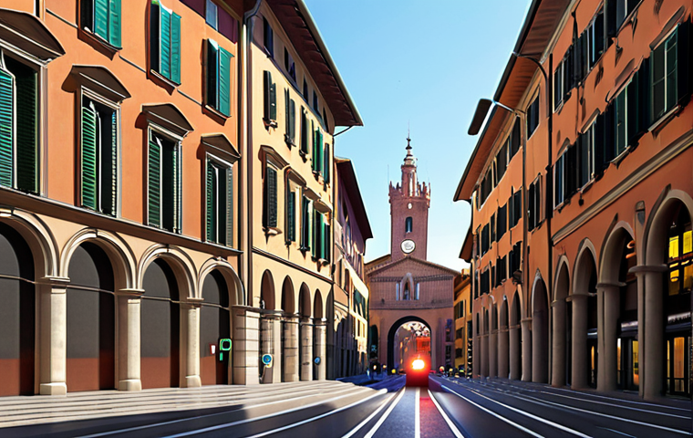 **Prompt 1: The Secure Digital Pulse of Bologna**
    A futuristic, vibrant smart city scene, centered around Bologna. Data streams, depicted as flowing light, move securely through urban infrastructure (sensors, smart traffic lights, buildings). A prominent, subtle visual motif of a shield or lock icon, integrated with the European Union flag, symbolizes GDPR compliance and "privacy by design." People are visibly engaged with city services, appearing calm and trusting, implying their data is protected. The overall mood is one of responsible innovation and transparency, with a touch of Italian architectural elements in the background. Digital art, high detail, optimistic lighting.